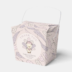 Ballotins Dinde rose et plumes Chute Baby shower fille