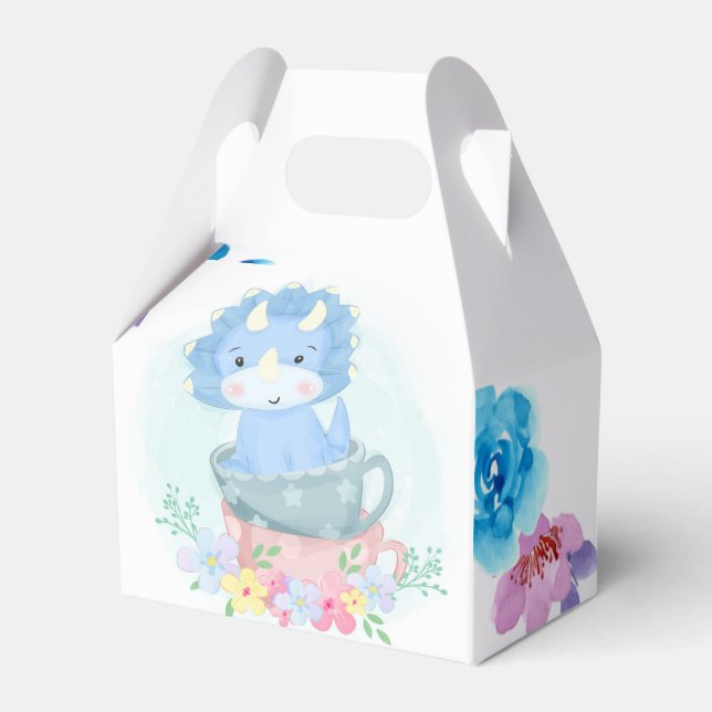 Ballotins Dinosaure Bleu Cute Dans Teacups Baby shower Garço (Verso)
