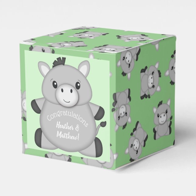 Ballotins Donkey Baby shower Green (Verso)