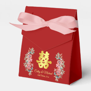 Ballotins Double bonheur rouge mariage chinois floral