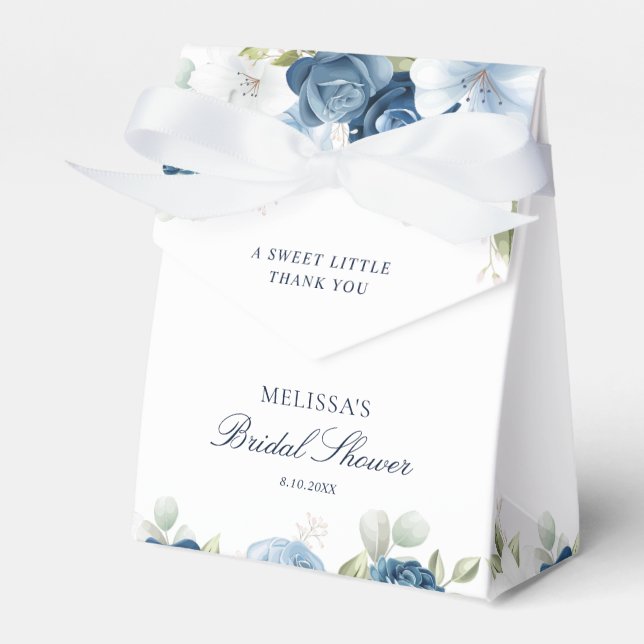 Ballotins Douche de Mariage Fleurie Aquarelle Bleu Poussiére (Verso)