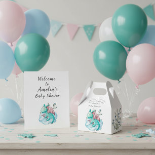 Ballotins Dragon Bébé Fête de Naissance Aquarelle Bleu Vert 