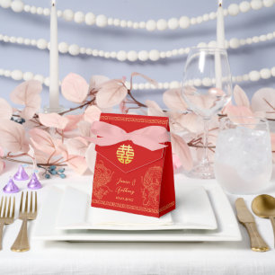 Ballotins Dragon mariage chinois en or rouge et phoenix