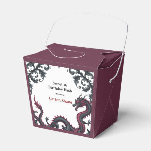 Ballotins Dragon noir fantaisiste en damas rouge pour une fê