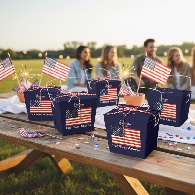 Ballotins Drapeau personnalisé Dieu béni l'Amérique (Personalized God Bless America Flag Favor Boxes)