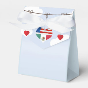 Ballotins Drapeaux et coeurs mexicains et américains mariage