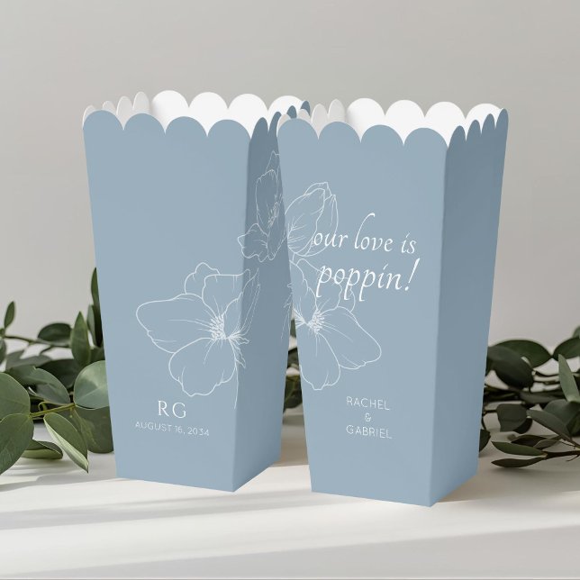 Ballotins Dusty Blue | Chic Floral Couple Popcorn (Créateur téléchargé)