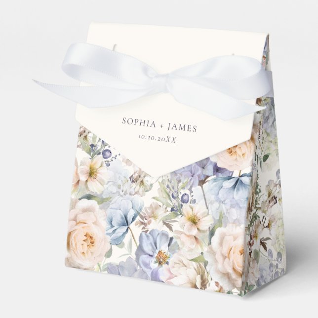 Ballotins Dusty Blue Cream Floral Motif sans couture (Verso)