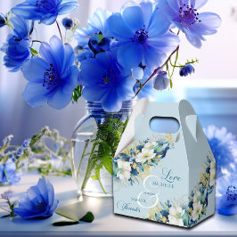 Ballotins Dusty Blue Gold Parties scintillant Floral Mariage