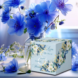 Ballotins Dusty Blue Gold Parties scintillant Floral Mariage
