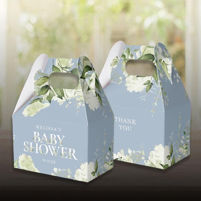 Ballotins Dusty Blue Greenery Baby shower botanique (Dusty Blue Greenery Botanical Baby Shower Favor Boxes)