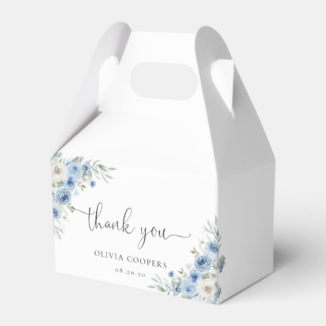 Ballotins Dusty Blue Ivory Baby Douche Boîte de Faveur (Verso)