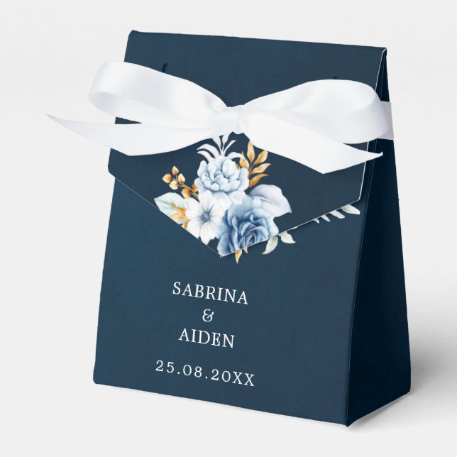 Ballotins Dusty Blue Navy Blanc Or Floral Mariage (Verso)