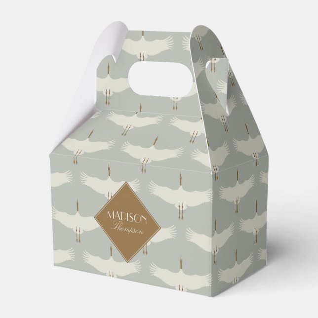 Ballotins Dusty Blue Neutral Birds Grues Art Déco Monogramme (Verso)