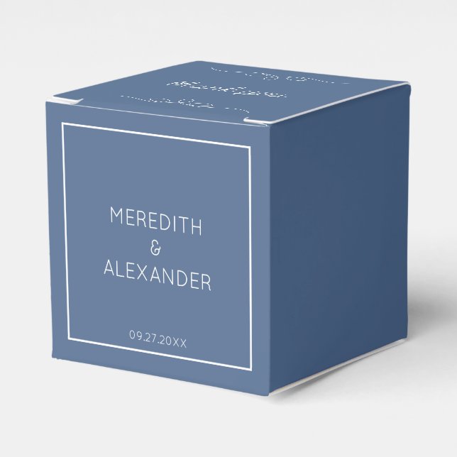 Ballotins Dusty Blue Wedding Favor Box (Verso)