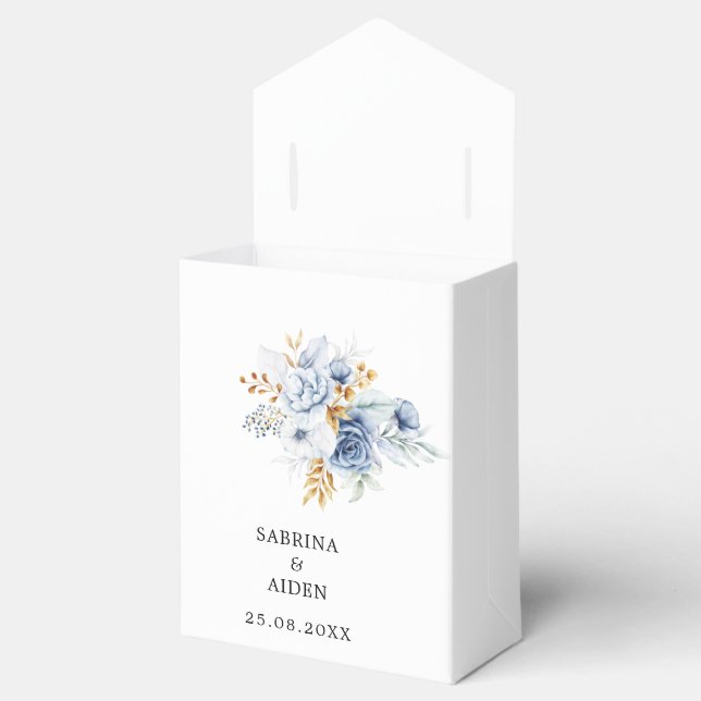 Ballotins Dusty Blue White Gold Floral Mariage (Ouvert)