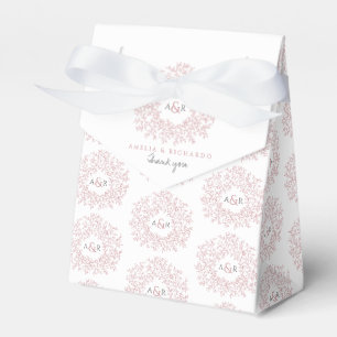 Ballotins Dusty rose blanc feuille monogramme boîte de maria