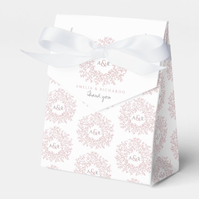 Ballotins Dusty rose blanc feuille monogramme boîte de maria (Verso)