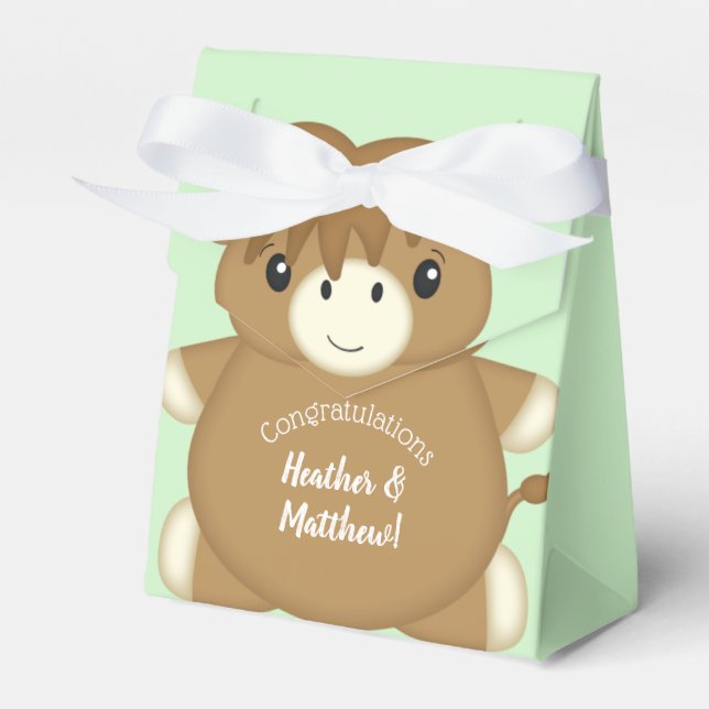 Ballotins écossais Highland Baby shower de vache vert (Verso)