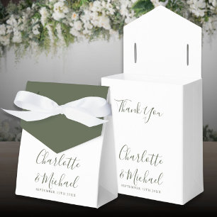 Ballotins Écriture de signature vert olive Élégant Mariage