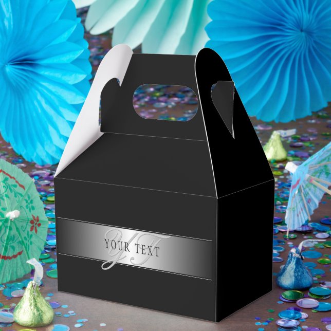 Ballotins Écriture élégante de monogramme modifiable | Noir (Fête)