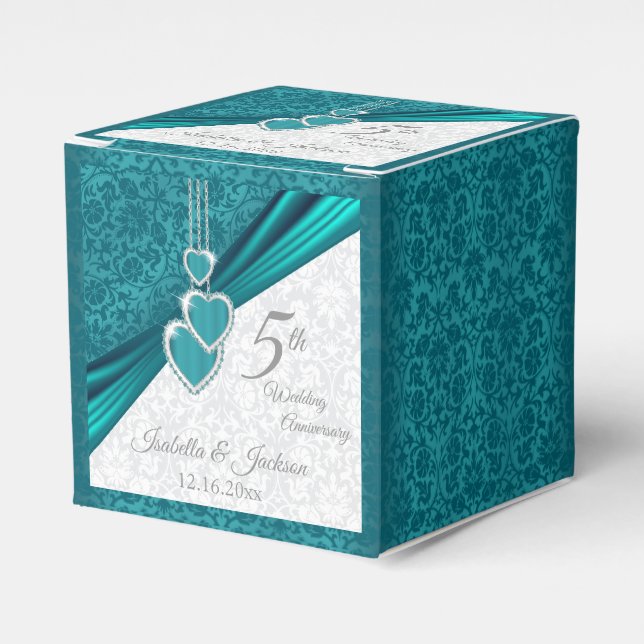 Ballotins Élégant 5e anniversaire de Mariage turquoise (Verso)