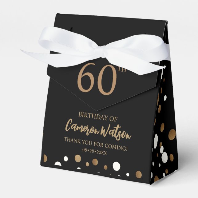 Ballotins Élégant 60e anniversaire Noir or Confetti Custom (Verso)
