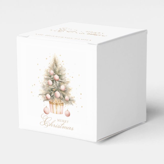 Ballotins Elégant Aquarelle rose doux Joyeux Arbre de Noël (Verso)