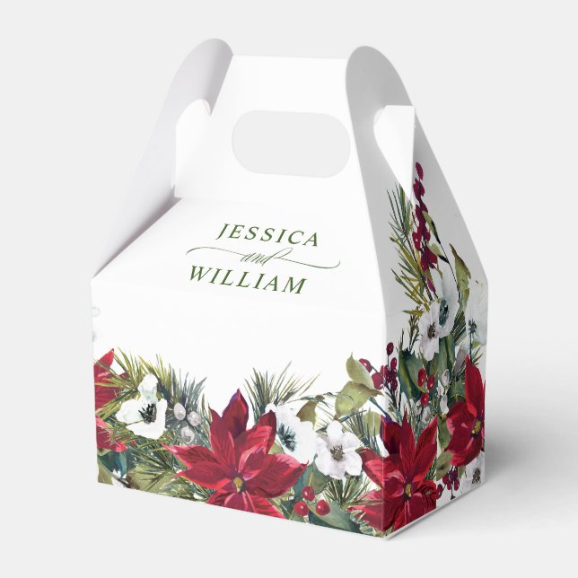 Ballotins Elégant Aquarelle Rouge Poinsettia Mariage (Verso)