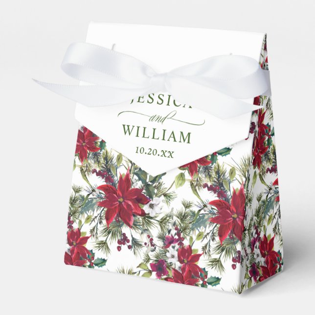 Ballotins Elégant Aquarelle Rouge Poinsettia Mariage (Verso)