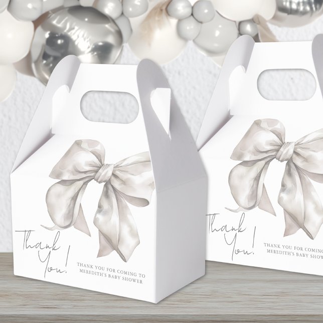 Ballotins Elégant Baby shower de la caverne blanche (Elegant White Bow Baby Shower Favor Boxes)