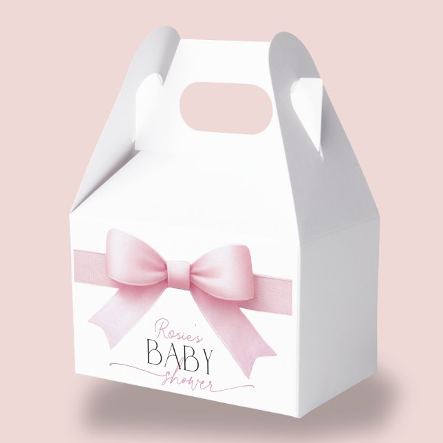 Ballotins Élégant Baby shower fille de la coquette de la cou (Elegant Pink Bow Coquette Girl Baby Shower Favor Boxes)