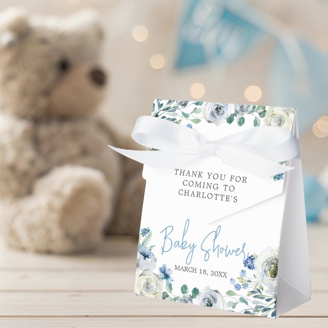 Ballotins Elégant Baby shower Floral Blanc Bleu (Créateur téléchargé)