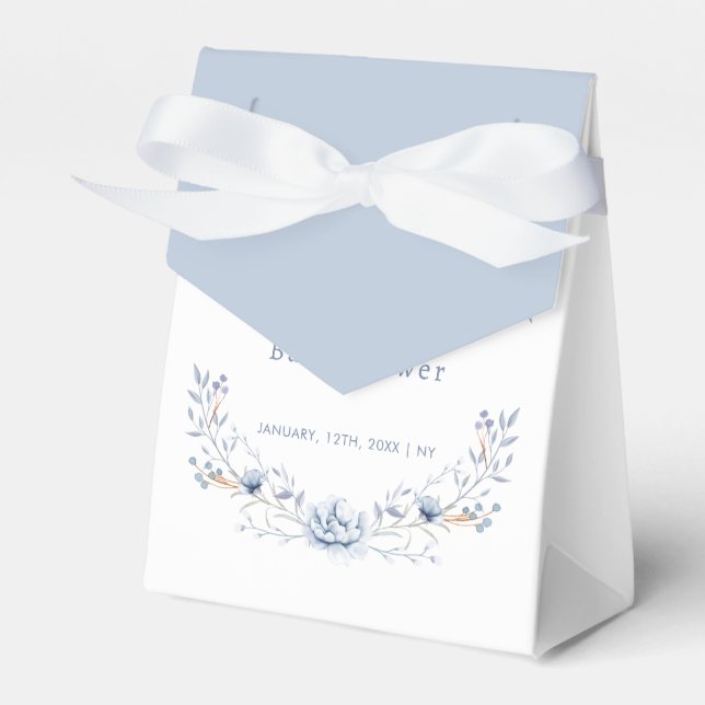 Ballotins Élégant Baby shower floral de Wilflower bleu hiver (Verso)