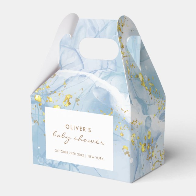 Ballotins Elégant Baby shower Garçon de Agate Blue Gold (Verso)