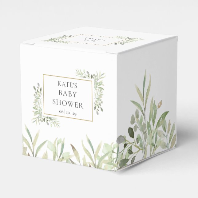 Ballotins Élégant Baby shower vert Ballotin de feuillage (Verso)