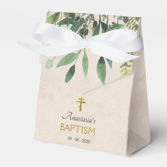 Ballotins Élégant baptême chrétien orthodoxe Feuille (Verso)