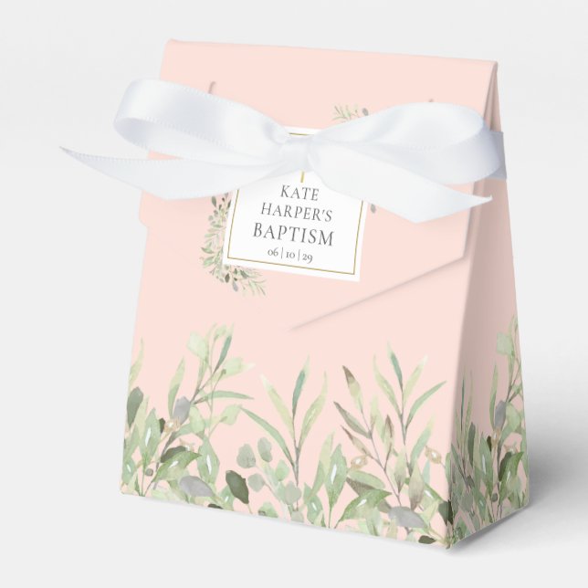 Ballotins Élégant Baptême Verdure Feuillage rose pâle (Verso)