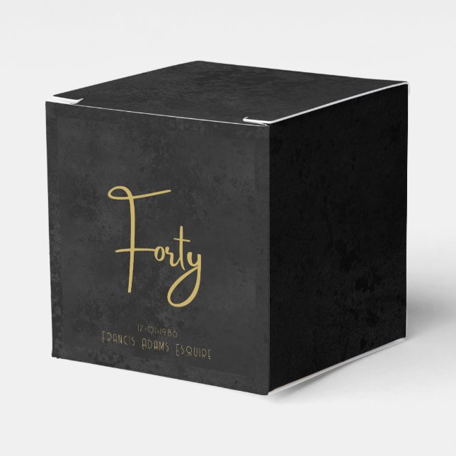 Ballotins Elegant Black & Gold Script Forty Modern Birthday (Verso)