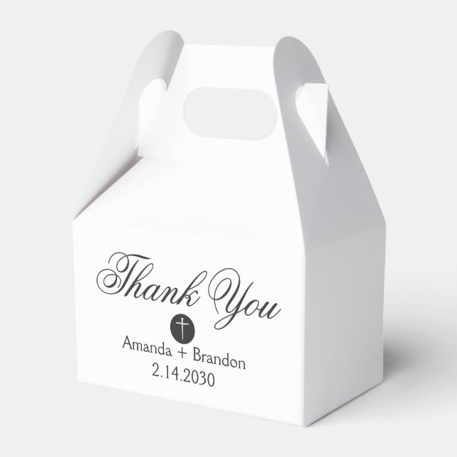 Ballotins Elegant Black Thank You Christian Cross Wedding (Verso)
