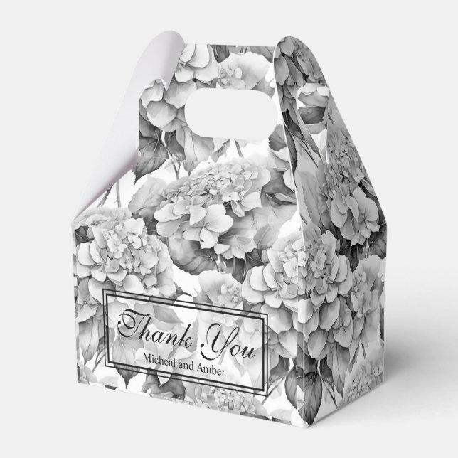 Ballotins Elégant blanc noir gris aquarelle floral (Verso)