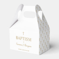 Élégant blanc pur or brut motif Baby Baptism