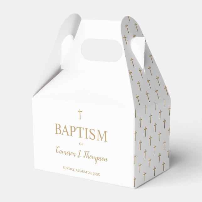 Ballotins Élégant blanc pur or brut motif Baby Baptism (Verso)