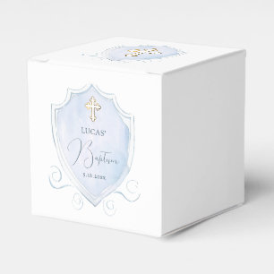 Ballotins Elégant bleu clair Aquarelle Crest Baptism Cube