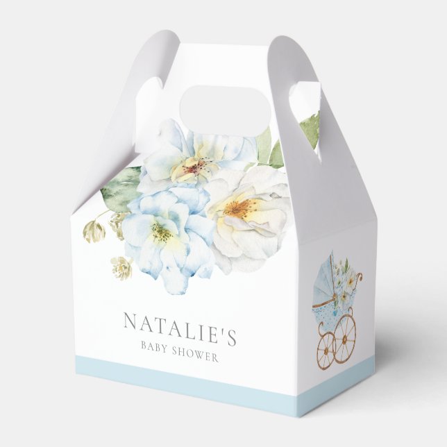 Ballotins Elégant bleu Floral Baby Boy Ballotin douche (Verso)