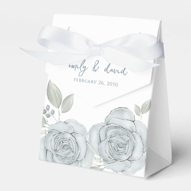 Ballotins Elégant bleu floral Rose traitement de calligraphi (Verso)