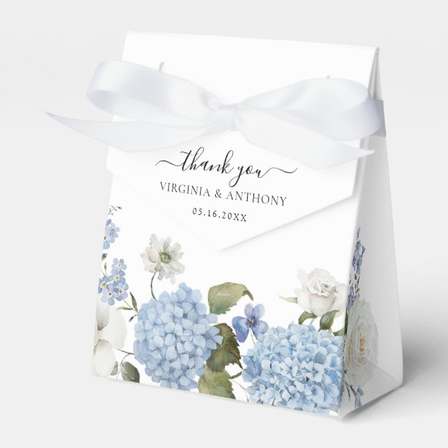 Ballotins Elégant bleu Hydrangea Roses blanches Mariage flor (Verso)