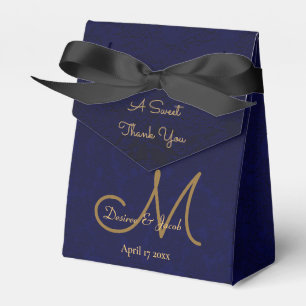 Ballotins Élégant bleu marine bleu or Monogramme floral