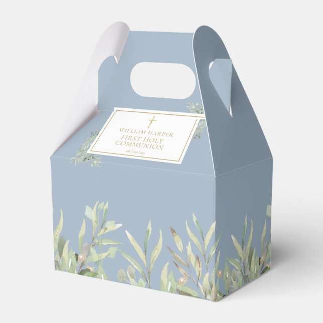 Ballotins Élégant Bleu Première Sainte Communion Vert Favori (Verso)