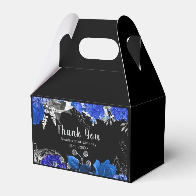 Ballotins Elegant Blue and Silver Flowers Birthday Party (Verso)